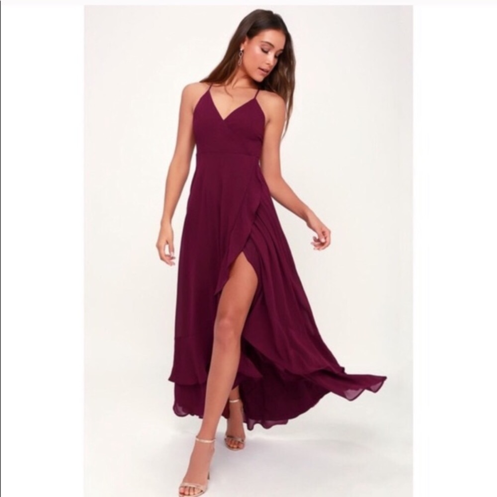 Burgundy lace up maxi